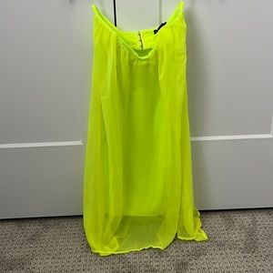 Seductions strapless neon greenish yellow dress